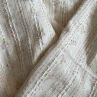 Korean Fashion Designer Floral Off-White Non-Stretch Cotton Dobby Jacquard DS16537