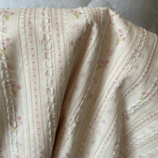 Korean Fashion Designer Floral Off-White Non-Stretch Cotton Dobby Jacquard DS16537