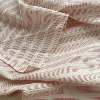 Korean Fashion Designer Stripes Red Non-Stretch Cotton Dobby Jacquard DS16542