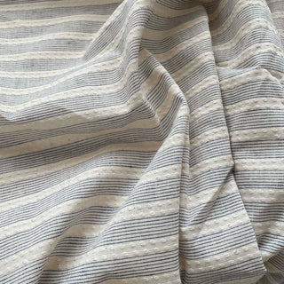 Korean Fashion Designer Stripes Blue Non-Stretch Cotton Dobby Jacquard DS16543