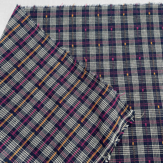 Korean Fashion Designer Plaid Blue Non-Stretch Cotton Dobby Jacquard DS16545