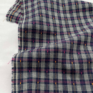 Korean Fashion Designer Plaid Blue Non-Stretch Cotton Dobby Jacquard DS16545