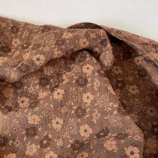 Korean Fashion Designer Floral Brown Non-Stretch Double Faced Cotton Double Gauze DS16549