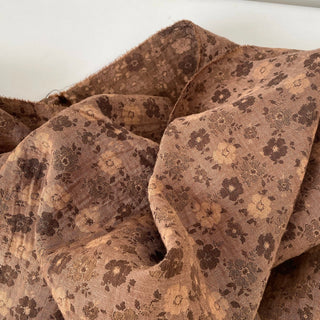 Korean Fashion Designer Floral Brown Non-Stretch Double Faced Cotton Double Gauze DS16549