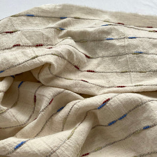 Korean Fashion Designer Stripes Off-White Non-Stretch Organic Cotton Dobby Jacquard DS16551