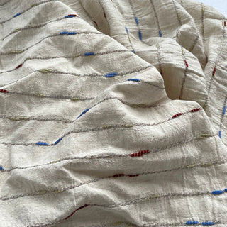 Korean Fashion Designer Stripes Off-White Non-Stretch Organic Cotton Dobby Jacquard DS16551