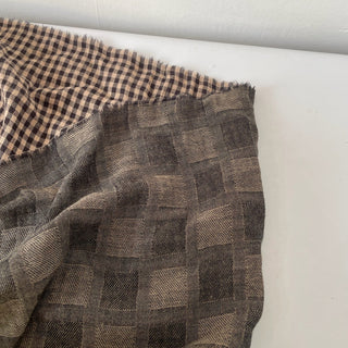 Korean Fashion Designer Plaid Brown Non-Stretch Double Faced Organic Cotton Double Gauze DS16552