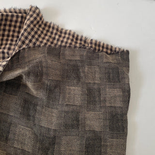 Korean Fashion Designer Plaid Brown Non-Stretch Double Faced Organic Cotton Double Gauze DS16552