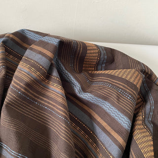 Korean Fashion Designer Stripes Brown Non-Stretch Cotton Dobby Jacquard DS16555