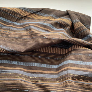 Korean Fashion Designer Stripes Brown Non-Stretch Cotton Dobby Jacquard DS16555