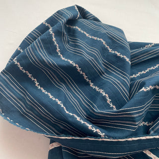 Korean Fashion Designer Stripes Blue Non-Stretch Cotton Dobby Jacquard DS16556