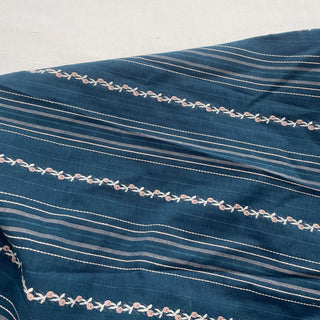 Korean Fashion Designer Stripes Blue Non-Stretch Cotton Dobby Jacquard DS16556