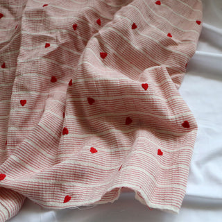 Korean Fashion Designer Hearts Red Non-Stretch Embroidery Cotton Dobby Jacquard DS16557