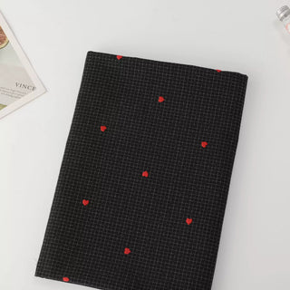 Korean Fashion Designer Hearts Black Non-Stretch Embroidery Cotton Dobby Jacquard DS16558