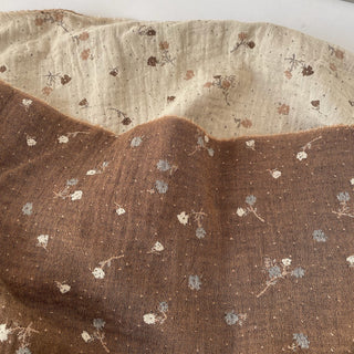 Japanese Fashion Designer Floral Brown Non-Stretch Cotton Double Gauze DS16601