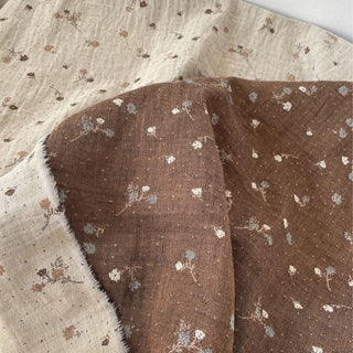 Japanese Fashion Designer Floral Brown Non-Stretch Cotton Double Gauze DS16601