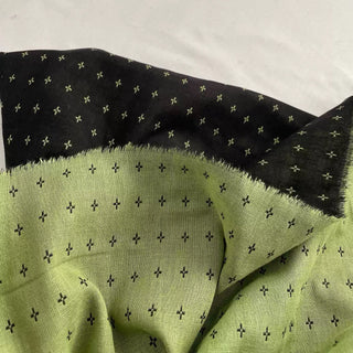 Japanese Fashion Designer Geometric Green Non-Stretch Cotton Dobby Jacquard DS16612
