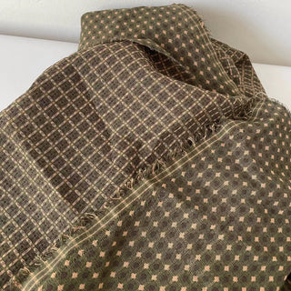 Japanese Fashion Designer Geometric Green Non-Stretch Cotton Dobby Jacquard DS16616