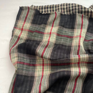 Japanese Fashion Designer Plaid Multi Color Non-Stretch Double Faced Cotton Double Gauze DS16617