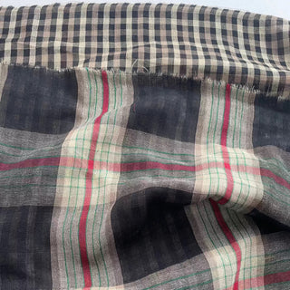 Japanese Fashion Designer Plaid Multi Color Non-Stretch Double Faced Cotton Double Gauze DS16617