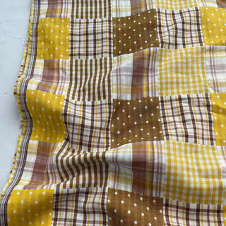 Japanese Fashion Designer Plaid Yellow Non-Stretch Cotton Double Gauze DS16620