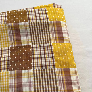 Japanese Fashion Designer Plaid Yellow Non-Stretch Cotton Double Gauze DS16620