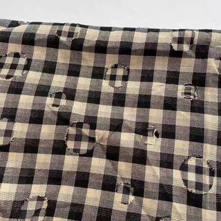 Japanese Fashion Designer Gingham Black Non-Stretch Double Faced Cotton Double Gauze DS16622