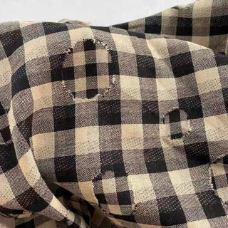 Japanese Fashion Designer Gingham Black Non-Stretch Double Faced Cotton Double Gauze DS16622