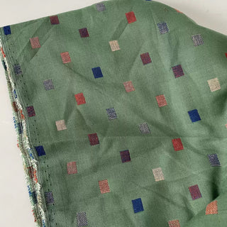 Japanese Fashion Designer Plaid Green Non-Stretch Double Faced Cotton Polyester Blended Double Gauze DS16626