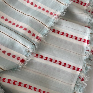 Korean Fashion Designer Stripes Blue Non-Stretch Cotton Dobby Jacquard DS16627
