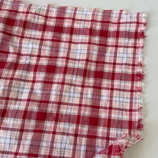 Korean Fashion Designer Plaid Red Non-Stretch Crinkled Cotton Plain Woven DS16630