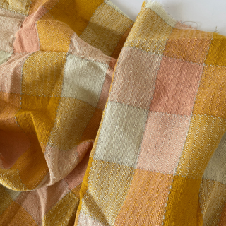Korean Fashion Designer Plaid Yellow Non-Stretch Cotton Dobby Jacquard DS16631