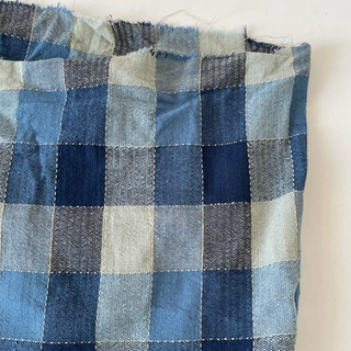 Korean Fashion Designer Plaid Blue Non-Stretch Cotton Dobby Jacquard DS16632