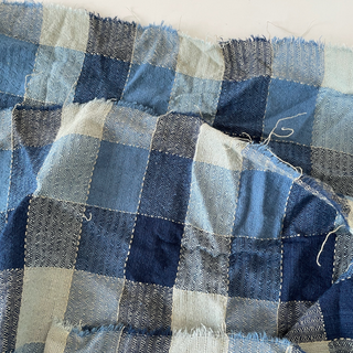 Korean Fashion Designer Plaid Blue Non-Stretch Cotton Dobby Jacquard DS16632
