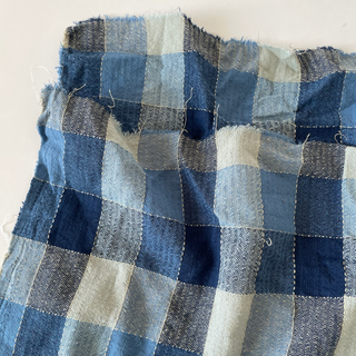 Korean Fashion Designer Plaid Blue Non-Stretch Cotton Dobby Jacquard DS16632