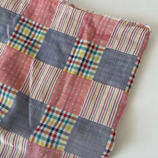 Korean Fashion Designer Plaid Pink Non-Stretch Cotton Double Gauze DS16633