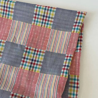 Korean Fashion Designer Plaid Pink Non-Stretch Cotton Double Gauze DS16633