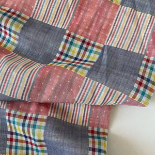 Korean Fashion Designer Plaid Pink Non-Stretch Cotton Double Gauze DS16633