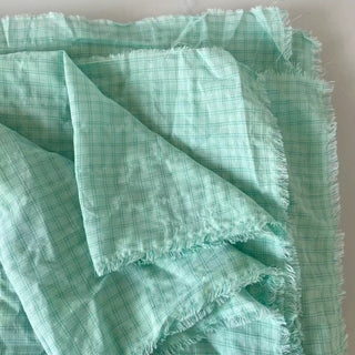 Korean Fashion Designer Plaid Turquoise Non-Stretch Cotton Plain Woven DS16634