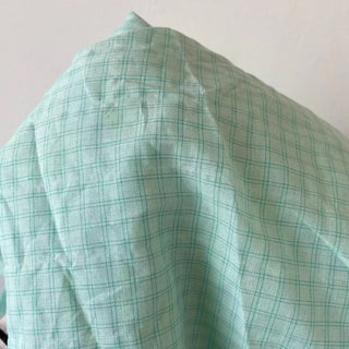 Korean Fashion Designer Plaid Turquoise Non-Stretch Cotton Plain Woven DS16634