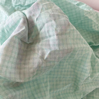 Korean Fashion Designer Plaid Turquoise Non-Stretch Cotton Plain Woven DS16634