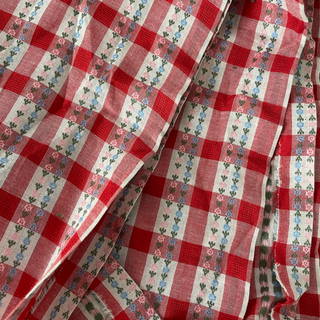 Korean Fashion Designer Plaid Red Non-Stretch Cotton Dobby Jacquard DS16636