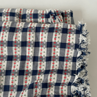 Korean Fashion Designer Plaid Blue Non-Stretch Cotton Dobby Jacquard DS16637