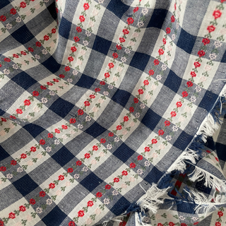 Korean Fashion Designer Plaid Blue Non-Stretch Cotton Dobby Jacquard DS16637