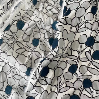 Korean Fashion Designer Floral Blue Non-Stretch Cotton Plain Woven DS16642