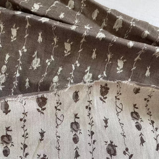 Japanese Fashion Designer Floral Gray Non-Stretch Cotton Dobby Jacquard DS16643