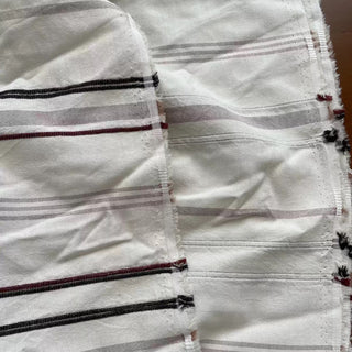 Japanese Fashion Designer Stripes White Non-Stretch Cotton Dobby Jacquard DS16647