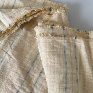 Japanese Fashion Designer Stripes Off-White Non-Stretch Cotton Double Gauze DS16652