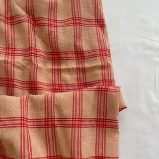 Korean Fashion Designer Plaid Orange Non-Stretch Crinkled Cotton Plain Woven DS16654