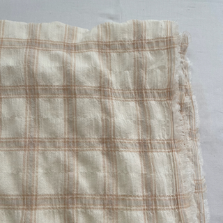Korean Fashion Designer Plaid Off-White Non-Stretch Crinkled Cotton Plain Woven DS16655